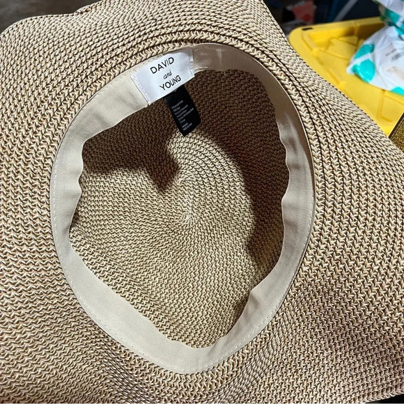 DAVID & YOUNG ~ Tan Paper ‘Beach Bum’ Beach Hat Gold Font - Picture 4 of 5